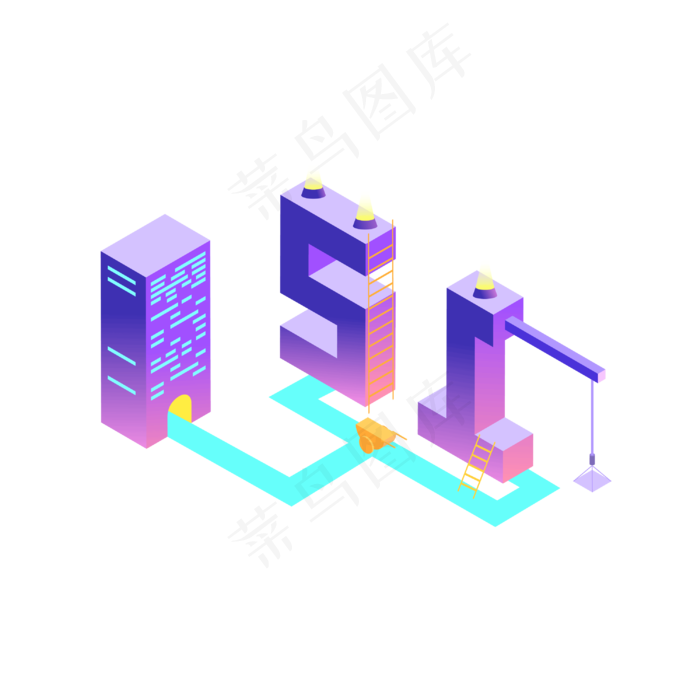 劳动节25D紫色工地建筑