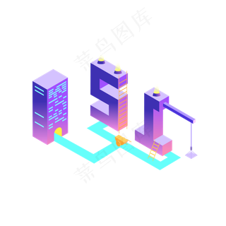 劳动节25D紫色工地建筑