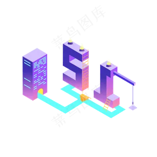 劳动节25D紫色工地建筑
