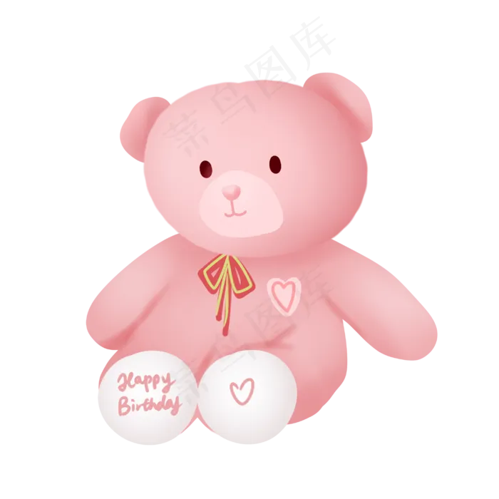 粉紫色生日礼物大熊,免抠元素(3000*3000px 300 dpi )psd模版下载
