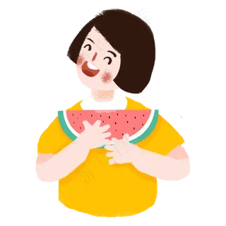 夏季吃西瓜的小学生