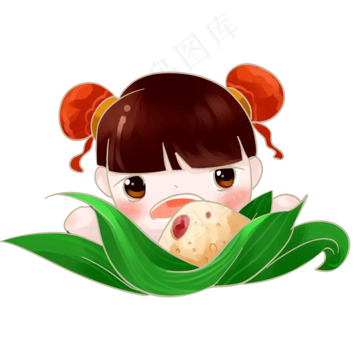 端午节习俗可爱的小女孩吃粽子(2480X2480(DPI:299))psd模版下载