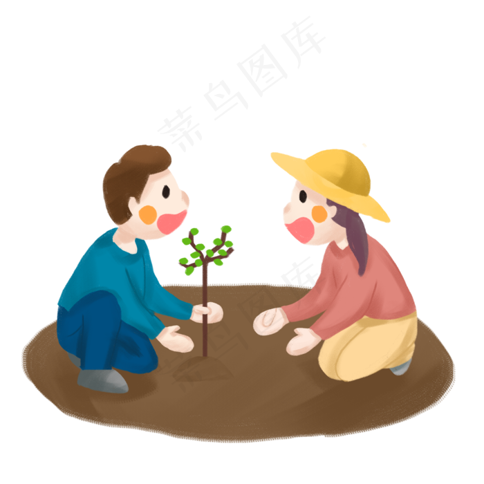 植树节卡通手绘素材免费下载