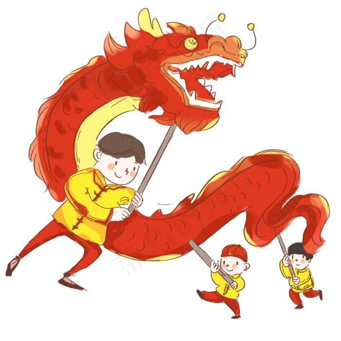 二月二龙抬头舞龙,免抠元素