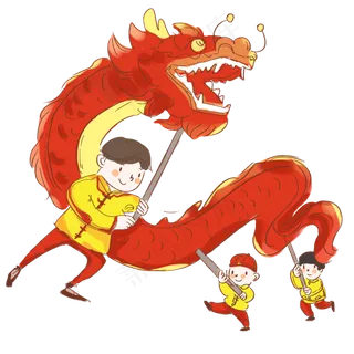 二月二龙抬头舞龙,免抠元素