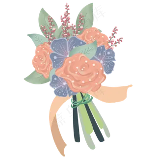手绘浪漫新娘手捧花