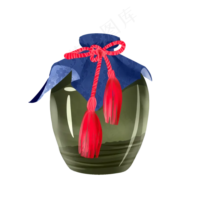 清明节古风酒坛手绘免扣png(2000X2000(DPI:299))psd模版下载