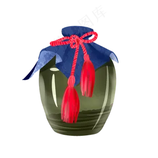 清明节古风酒坛手绘免扣png