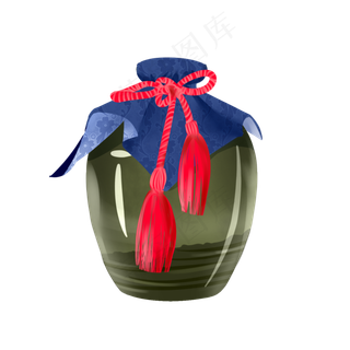 清明节古风酒坛手绘免扣png