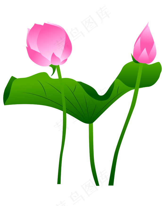 手绘卡通免扣荷花