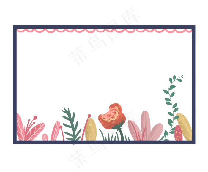 手绘春天花朵边框(2975*2460px)psd模版下载
