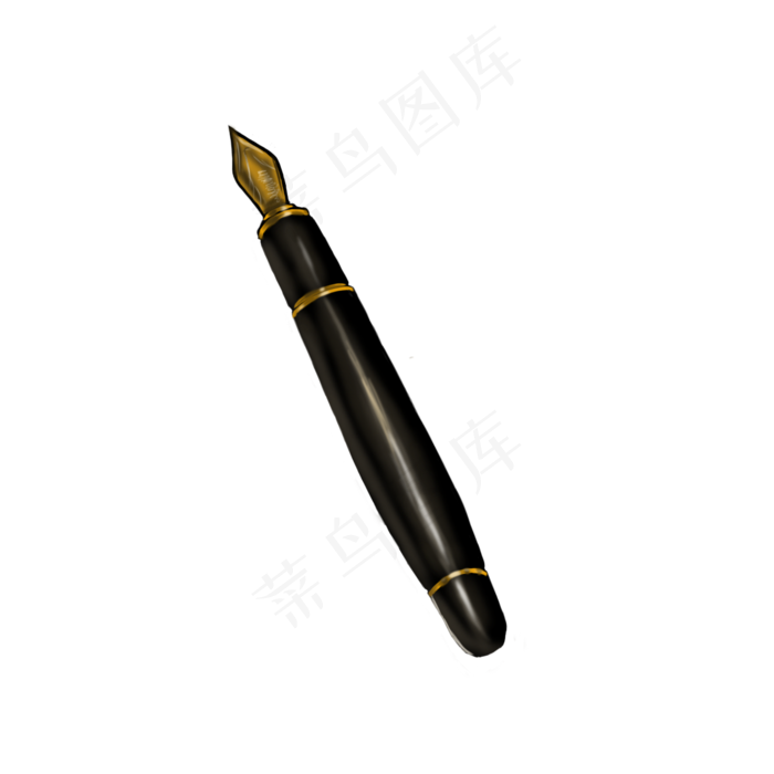 黑色文具钢笔插画