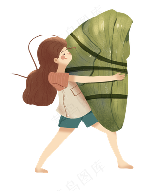 女孩抱着大粽子