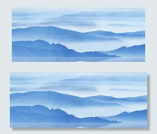 中国风风景国画青花图