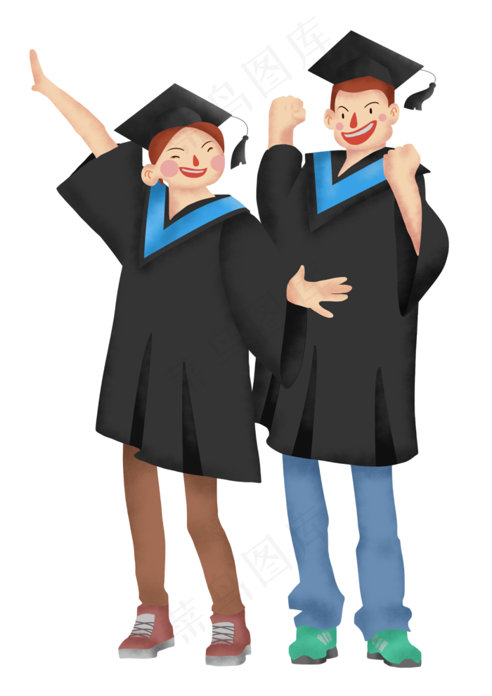 毕业季欢乐的男女同学免扣元素