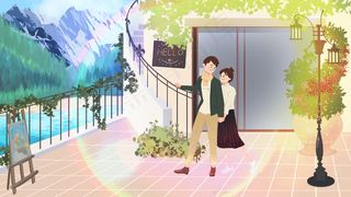 网络情人节浪漫出游情侣