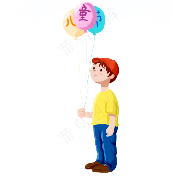 拿着气球的小男孩