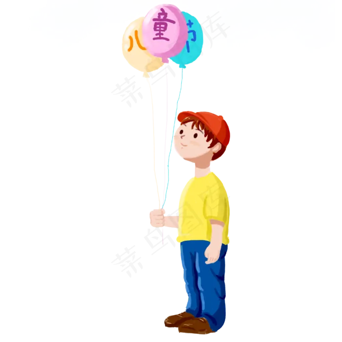 拿着气球的小男孩(3000X3000(DPI:300))psd模版下载
