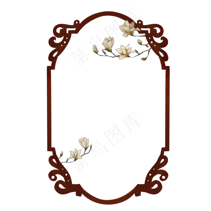 古风白玉兰花朵边框