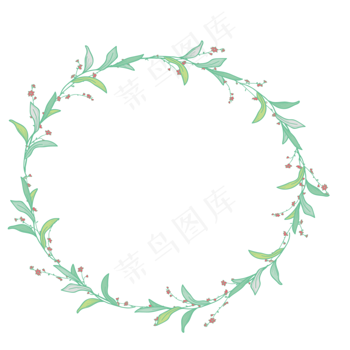 手绘花朵叶子花环设计素材