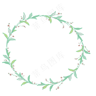 手绘花朵叶子花环设计素材