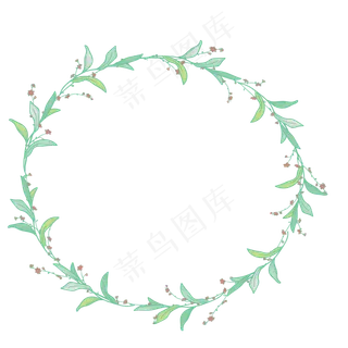 手绘花朵叶子花环设计素材