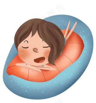 夏天海上晒太阳的女孩