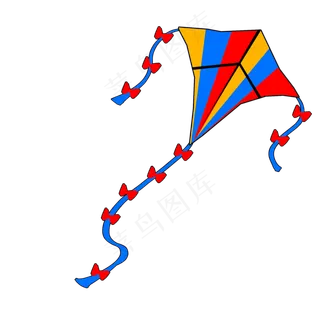 手绘风筝蓝色丝带