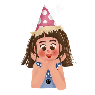 手绘可爱女孩儿童节免抠图