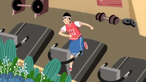 卡通手绘风夏景小暑锻炼配图