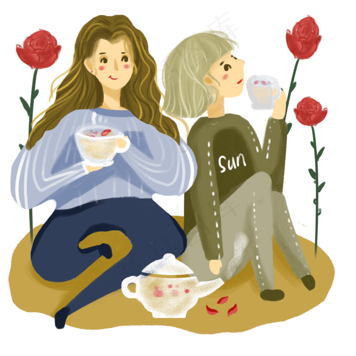 贴秋膘喝玫瑰花茶免抠图(2000X2000(DPI:300))psd模版下载