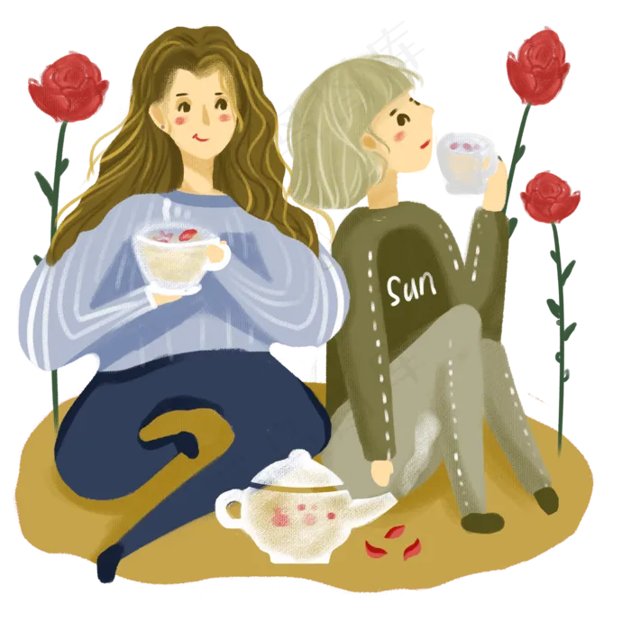 贴秋膘喝玫瑰花茶免抠图(2000X2000(DPI:300))psd模版下载