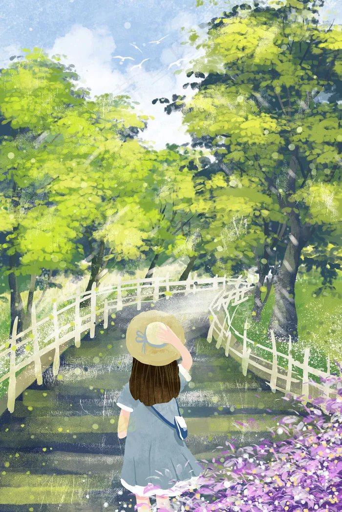 夏日场景阳光小清新治愈系(3545*5315px 300 dpi )psd模版下载