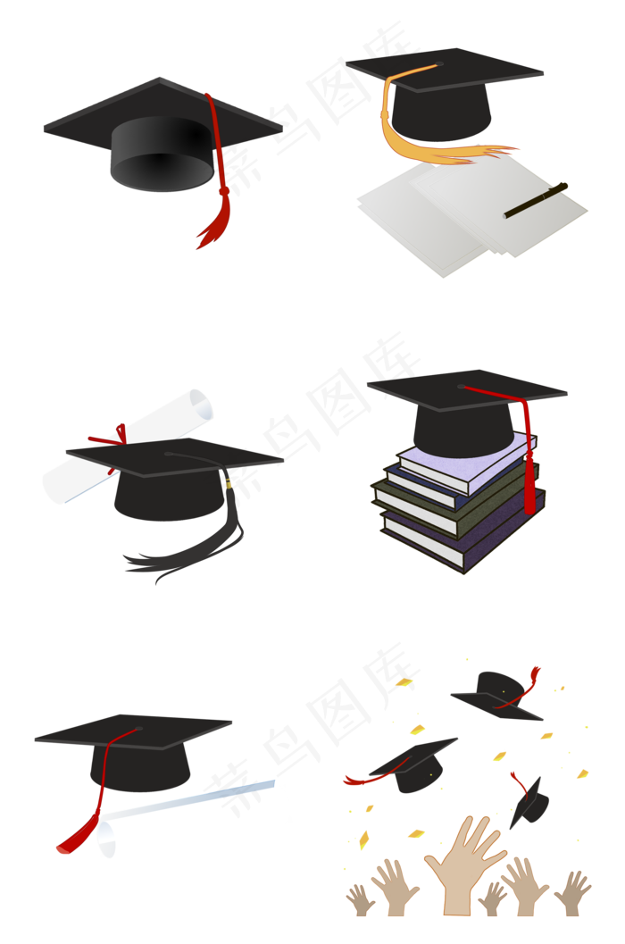博士帽毕业季PNG素材合集