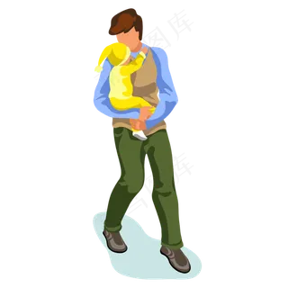 抱着孩子的爸爸矢量素材