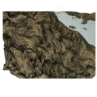 山水水墨国画线条线描PNG边框 山水水墨国画线条线描PNG边框