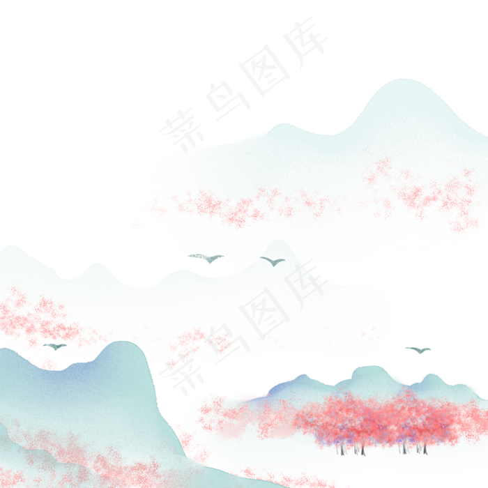 樱花山水(2000X2000(DPI:300))psd模版下载
