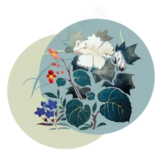 中国水墨花卉白色温婉写意PNG,免抠元素