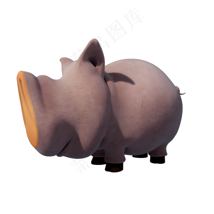 仿真小猪毛绒玩具png图(2000X2000(DPI:300))psd模版下载