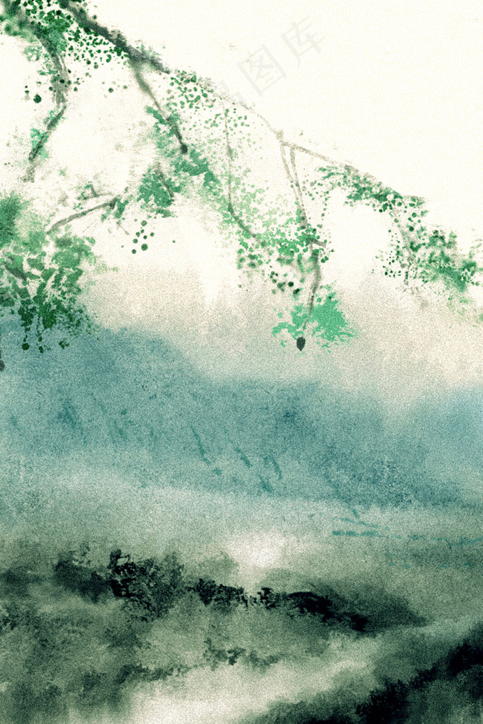 中国风水墨24节气清明节春天风景