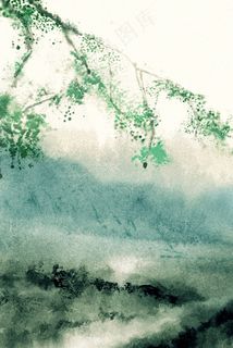 中国风水墨24节气清明节春天风景