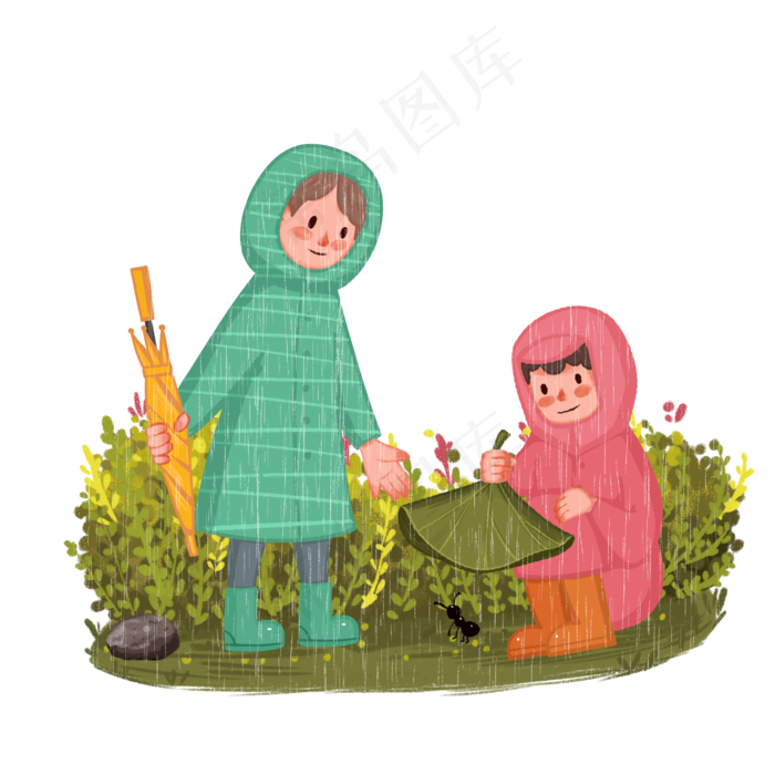 谷雨给小鸟挡雨的小孩(2000X2000(DPI:300))psd模版下载