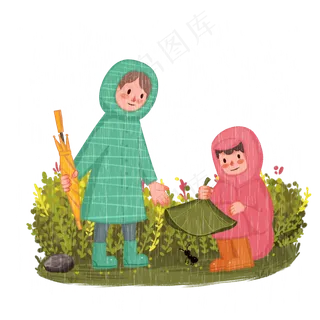 谷雨给小鸟挡雨的小孩