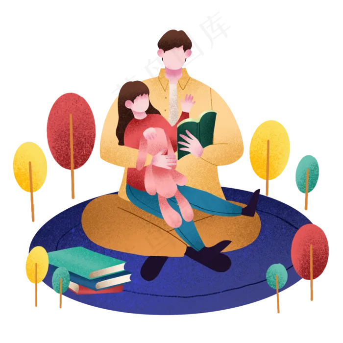爸爸给女儿讲故事(2000X2000(DPI:300))psd模版下载