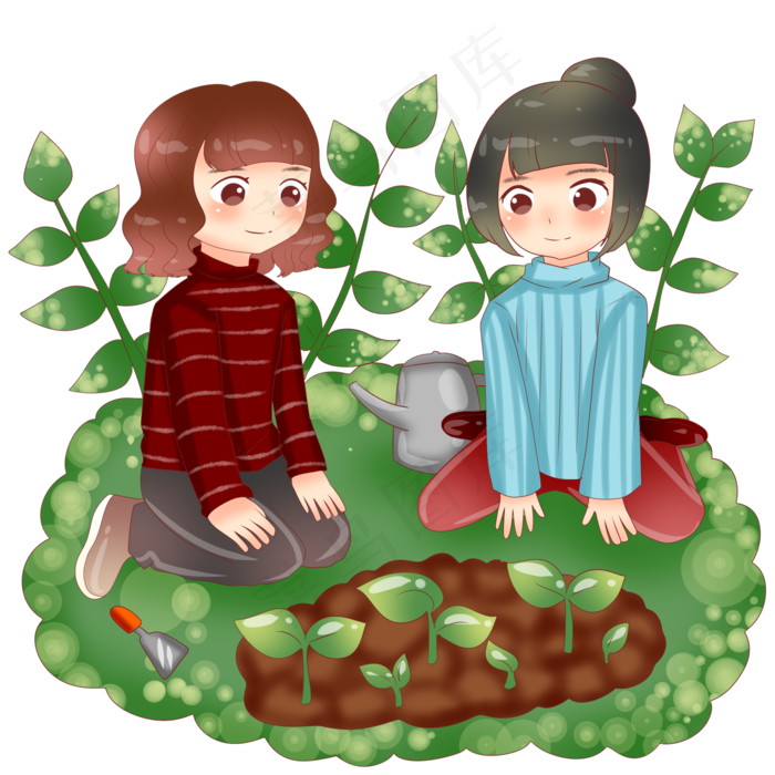 植树节种树的插画