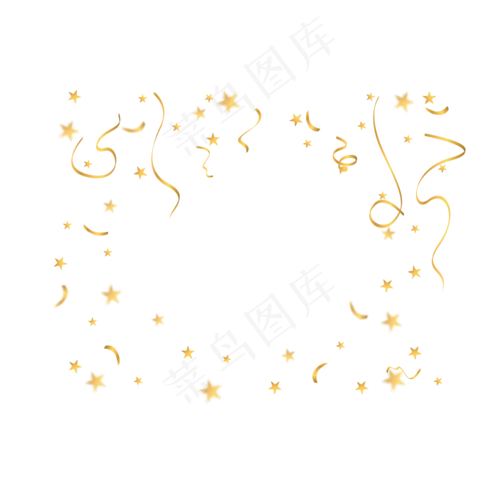 金色丝带的氛围漂浮素材,免抠元素