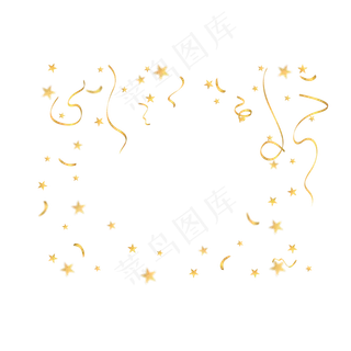 金色丝带的氛围漂浮素材,免抠元素