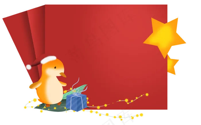 圣诞节可爱小鸭子贺卡边框,免抠元素(3543X2200(DPI:300))psd模版下载