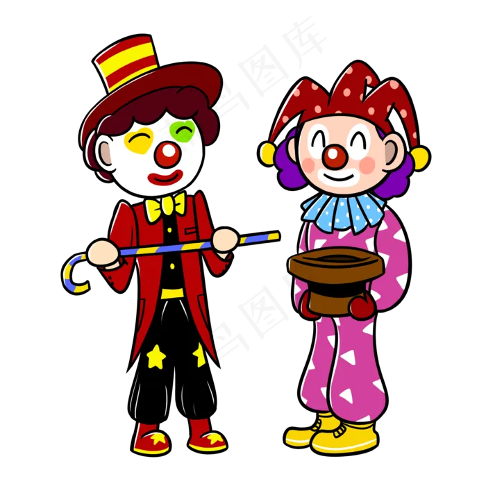 卡通愚人节小丑变魔术png透明底(3543X3543(DPI:300))psd模版下载