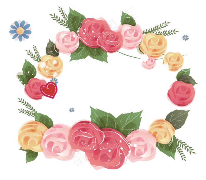 卡通手绘花朵花瓣装饰边框